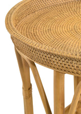 Antonio Natural Round Rattan Tray Top Accent Table