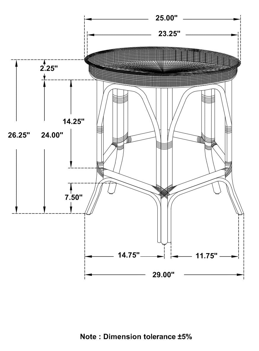 Antonio Natural Round Rattan Tray Top Accent Table