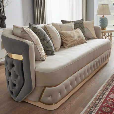 Antravian Gray/Beige Loveseat by Homey Design at Eve Furniture