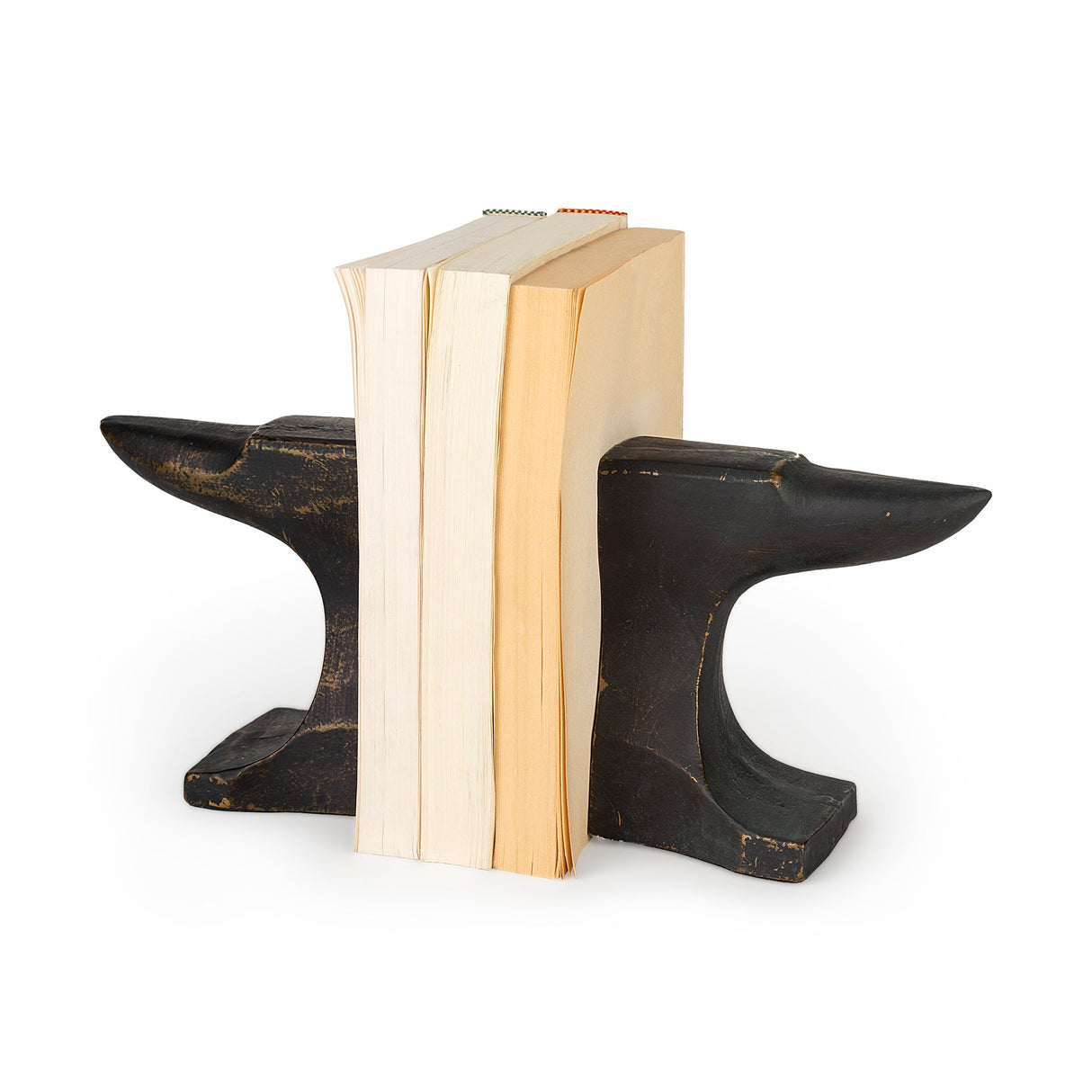 Anvilia (Set of 2) 12L x 4W Black With Gold Accents Anvil Shaped Bookends by Mercana at Eve Furniture