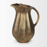 Anya Antiqued Brass Scalloped Petal Cast Metal Jug by Mercana at Eve Furniture