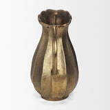 Anya Antiqued Brass Scalloped Petal Cast Metal Jug by Mercana at Eve Furniture