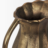Anya Antiqued Brass Scalloped Petal Cast Metal Jug by Mercana at Eve Furniture
