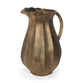 Anya Antiqued Brass Scalloped Petal Cast Metal Jug by Mercana at Eve Furniture