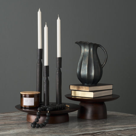 Anya Matte Black Scalloped Petal Cast Metal Jug by Mercana at Eve Furniture