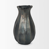 Anya Matte Black Scalloped Petal Cast Metal Jug by Mercana at Eve Furniture