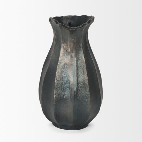Anya Matte Black Scalloped Petal Cast Metal Jug by Mercana at Eve Furniture
