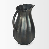 Anya Matte Black Scalloped Petal Cast Metal Jug by Mercana at Eve Furniture