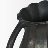 Anya Matte Black Scalloped Petal Cast Metal Jug by Mercana at Eve Furniture
