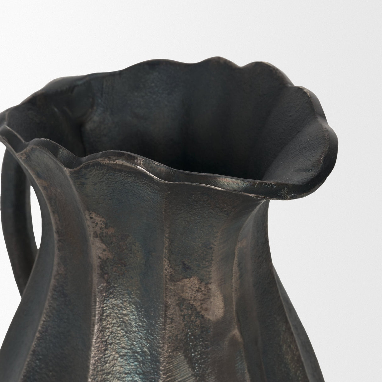 Anya Matte Black Scalloped Petal Cast Metal Jug by Mercana at Eve Furniture