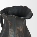 Anya Matte Black Scalloped Petal Cast Metal Jug by Mercana at Eve Furniture