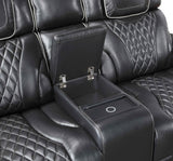 Apex Black Leather Power Double Reclining Loveseat by Homelegance at Eve Furniture