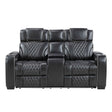 Apex Black Leather Power Double Reclining Loveseat by Homelegance at Eve Furniture