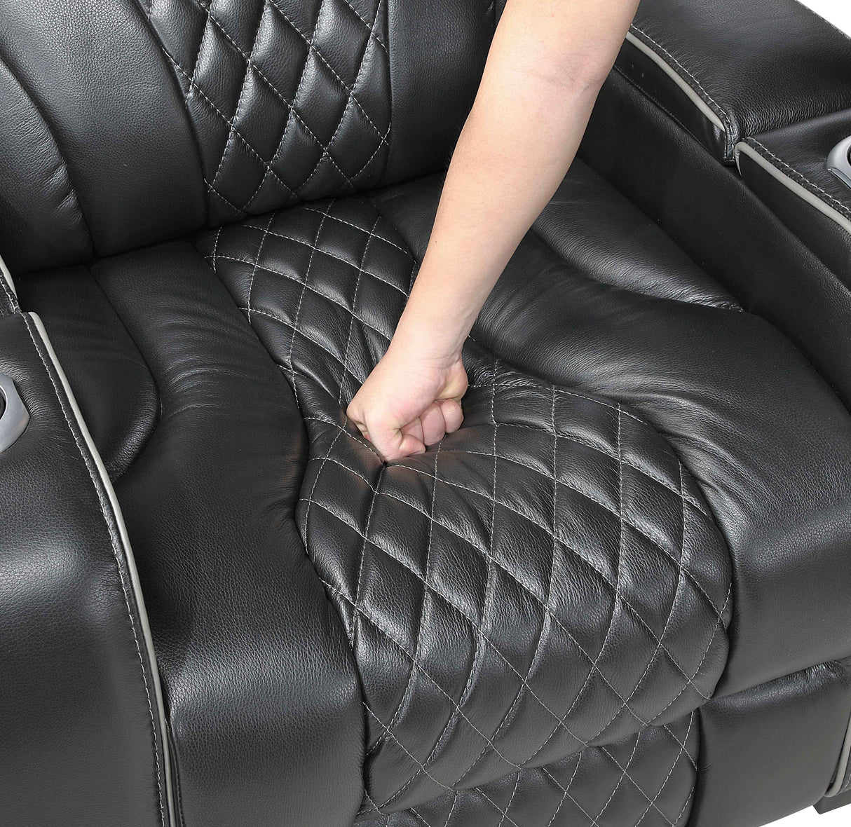 Apex Black Leather Power Double Reclining Sofa by Homelegance at Eve Furniture