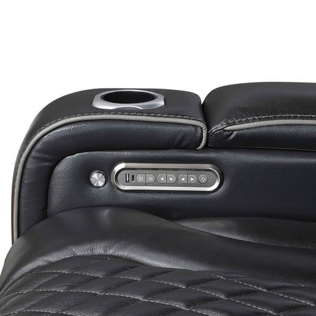Apex Black Leather Power Double Reclining Sofa by Homelegance at Eve Furniture