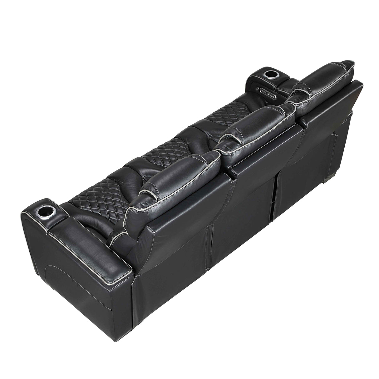 Apex Black Leather Power Double Reclining Sofa by Homelegance at Eve Furniture