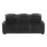 Apex Black Leather Power Double Reclining Sofa by Homelegance at Eve Furniture