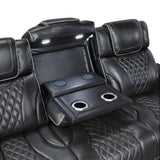 Apex Black Leather Power Double Reclining Sofa by Homelegance at Eve Furniture