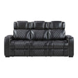 Apex Black Leather Power Double Reclining Sofa by Homelegance at Eve Furniture