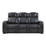 Apex Black Leather Power Double Reclining Sofa by Homelegance at Eve Furniture