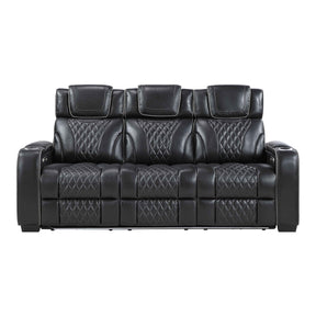 Apex Black Leather Power Double Reclining Sofa by Homelegance at Eve Furniture