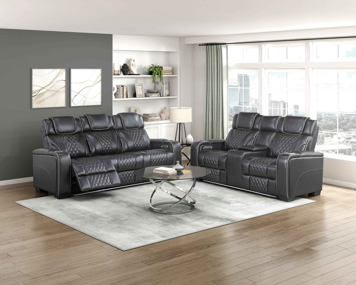 Apex Black Leather Power Reclining Living Room Set by Homelegance at Eve Furniture