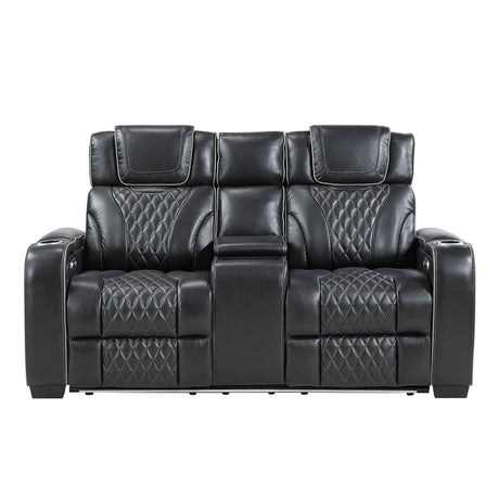 Apex Black Leather Power Reclining Living Room Set by Homelegance at Eve Furniture