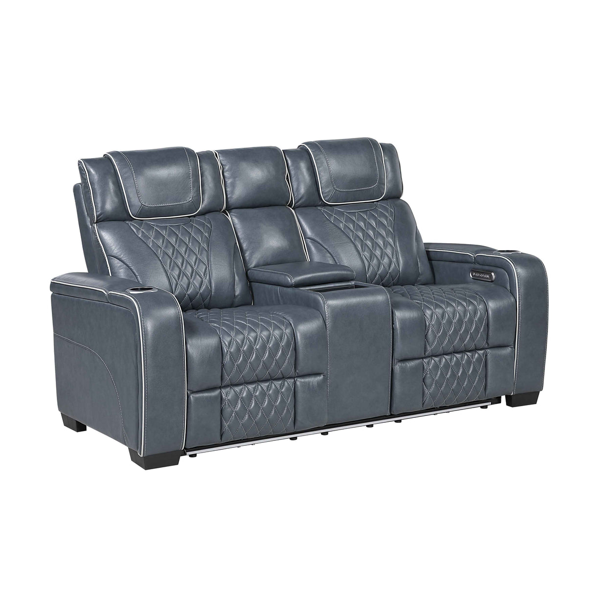 Apex Blue 3-Piece Leather Power Reclining Living Room Sets by Homelegance at Eve Furniture