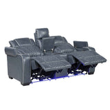 Apex Blue 3-Piece Leather Power Reclining Living Room Sets by Homelegance at Eve Furniture