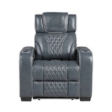 Apex Blue 3-Piece Leather Power Reclining Living Room Sets by Homelegance at Eve Furniture