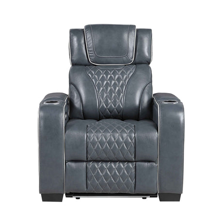 Apex Blue 3-Piece Leather Power Reclining Living Room Sets by Homelegance at Eve Furniture