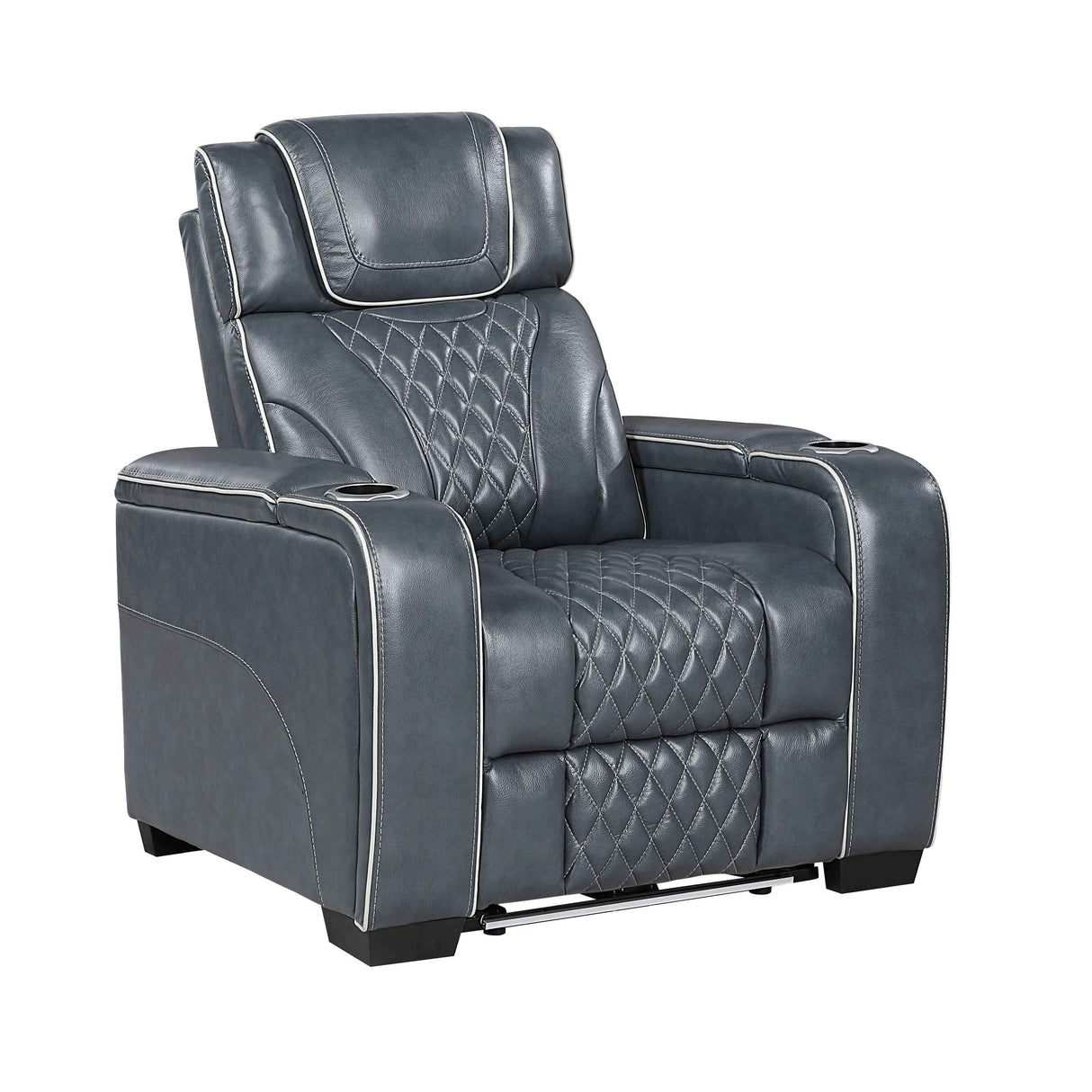 Apex Blue 3-Piece Leather Power Reclining Living Room Sets by Homelegance at Eve Furniture