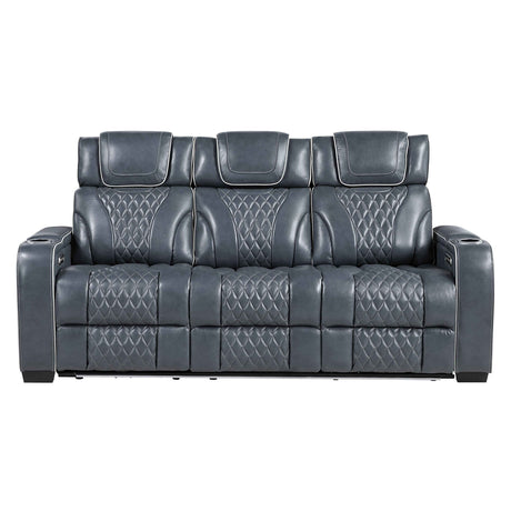Apex Blue 3-Piece Leather Power Reclining Living Room Sets by Homelegance at Eve Furniture