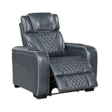 Apex Blue 3-Piece Leather Power Reclining Living Room Sets by Homelegance at Eve Furniture