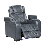 Apex Blue 3-Piece Leather Power Reclining Living Room Sets by Homelegance at Eve Furniture