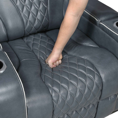 Apex Blue 3-Piece Leather Power Reclining Living Room Sets by Homelegance at Eve Furniture