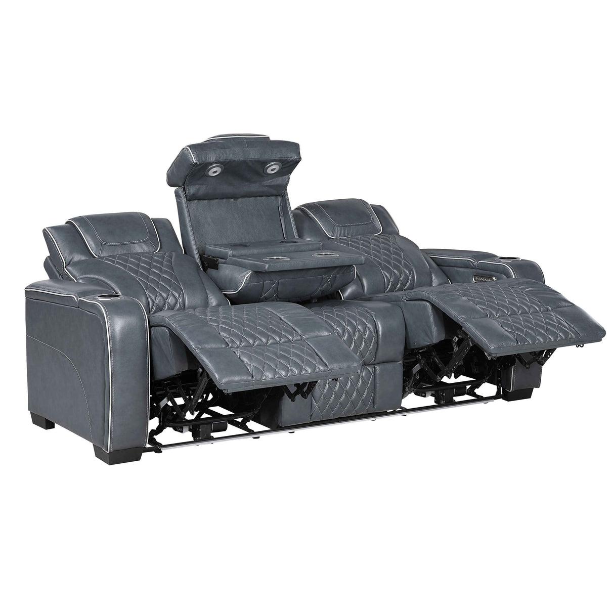 Apex Blue 3-Piece Leather Power Reclining Living Room Sets by Homelegance at Eve Furniture