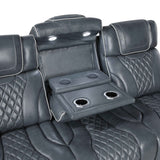 Apex Blue 3-Piece Leather Power Reclining Living Room Sets by Homelegance at Eve Furniture