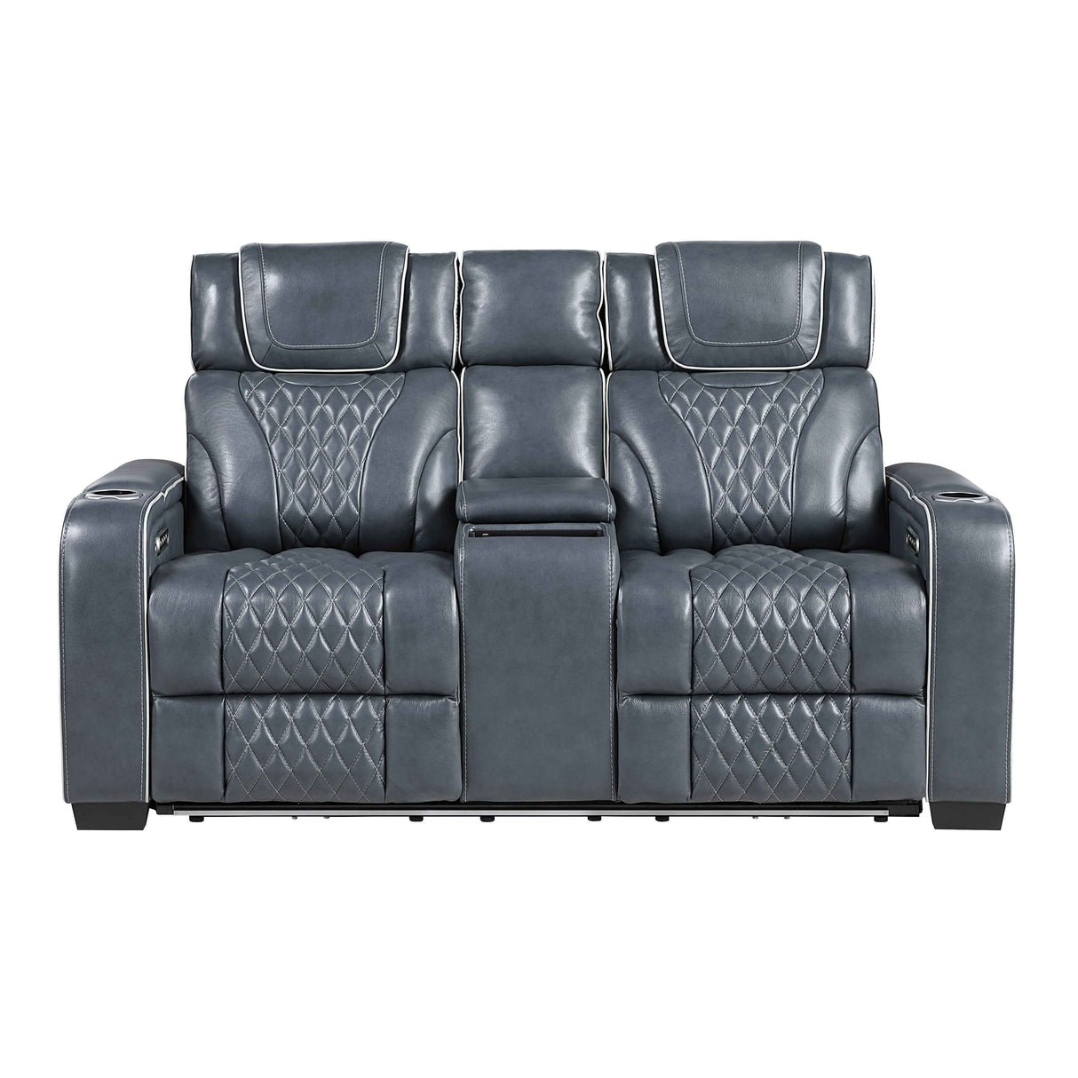 Apex Blue 3-Piece Leather Power Reclining Living Room Sets by Homelegance at Eve Furniture