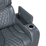 Apex Blue Leather Power Reclining Chair by Homelegance at Eve Furniture