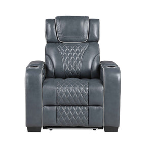 Apex Blue Leather Power Reclining Chair by Homelegance at Eve Furniture