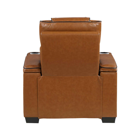 Apex Brown 3-Piece Leather Power Reclining Living Room Set by Homelegance at Eve Furniture