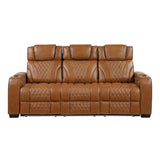 Apex Brown 3-Piece Leather Power Reclining Living Room Set by Homelegance at Eve Furniture