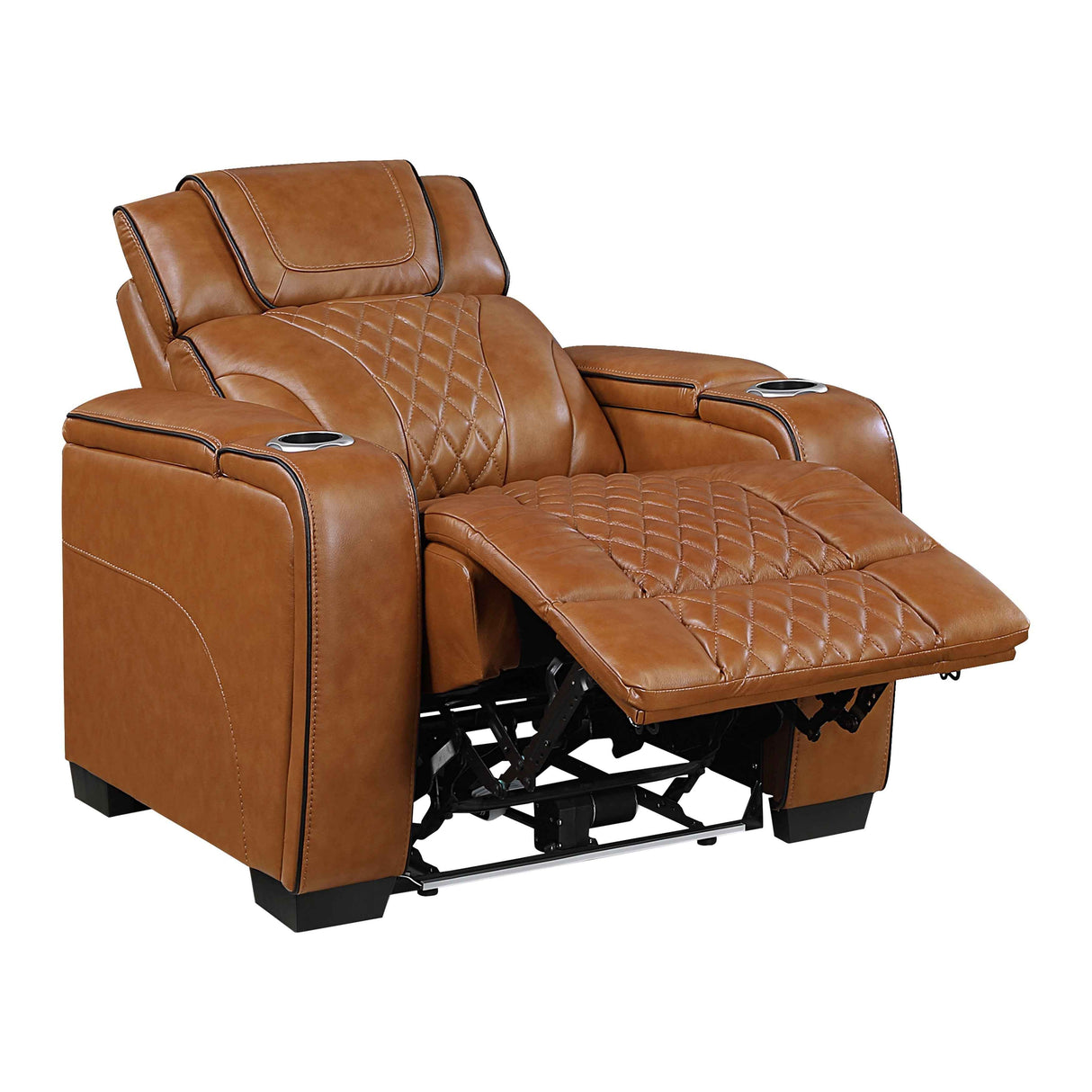 Apex Brown 3-Piece Leather Power Reclining Living Room Set by Homelegance at Eve Furniture