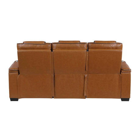 Apex Brown 3-Piece Leather Power Reclining Living Room Set by Homelegance at Eve Furniture