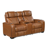 Apex Brown 3-Piece Leather Power Reclining Living Room Set by Homelegance at Eve Furniture