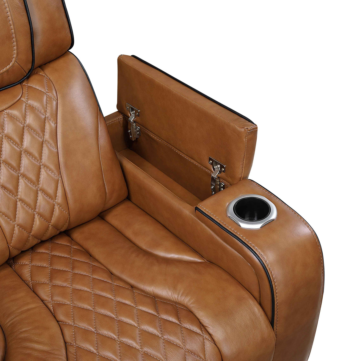 Apex Brown Leather Power Double Reclining Loveseat by Homelegance at Eve Furniture