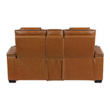 Apex Brown Leather Power Double Reclining Loveseat by Homelegance at Eve Furniture