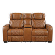 Apex Brown Leather Power Double Reclining Loveseat by Homelegance at Eve Furniture