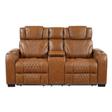 Apex Brown Leather Power Double Reclining Loveseat by Homelegance at Eve Furniture